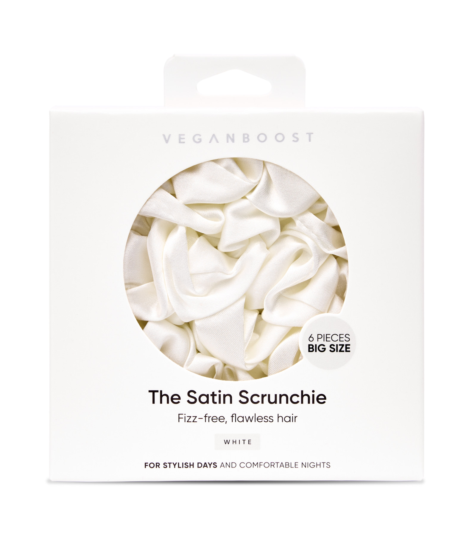 Veganboost Satin Scrunchies White Big Size